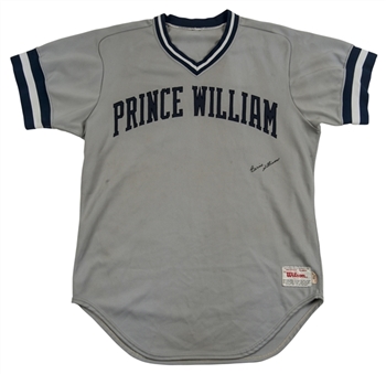 1988 Bernie Williams GU/Signed Prince William Yankees Minor League Jersey 